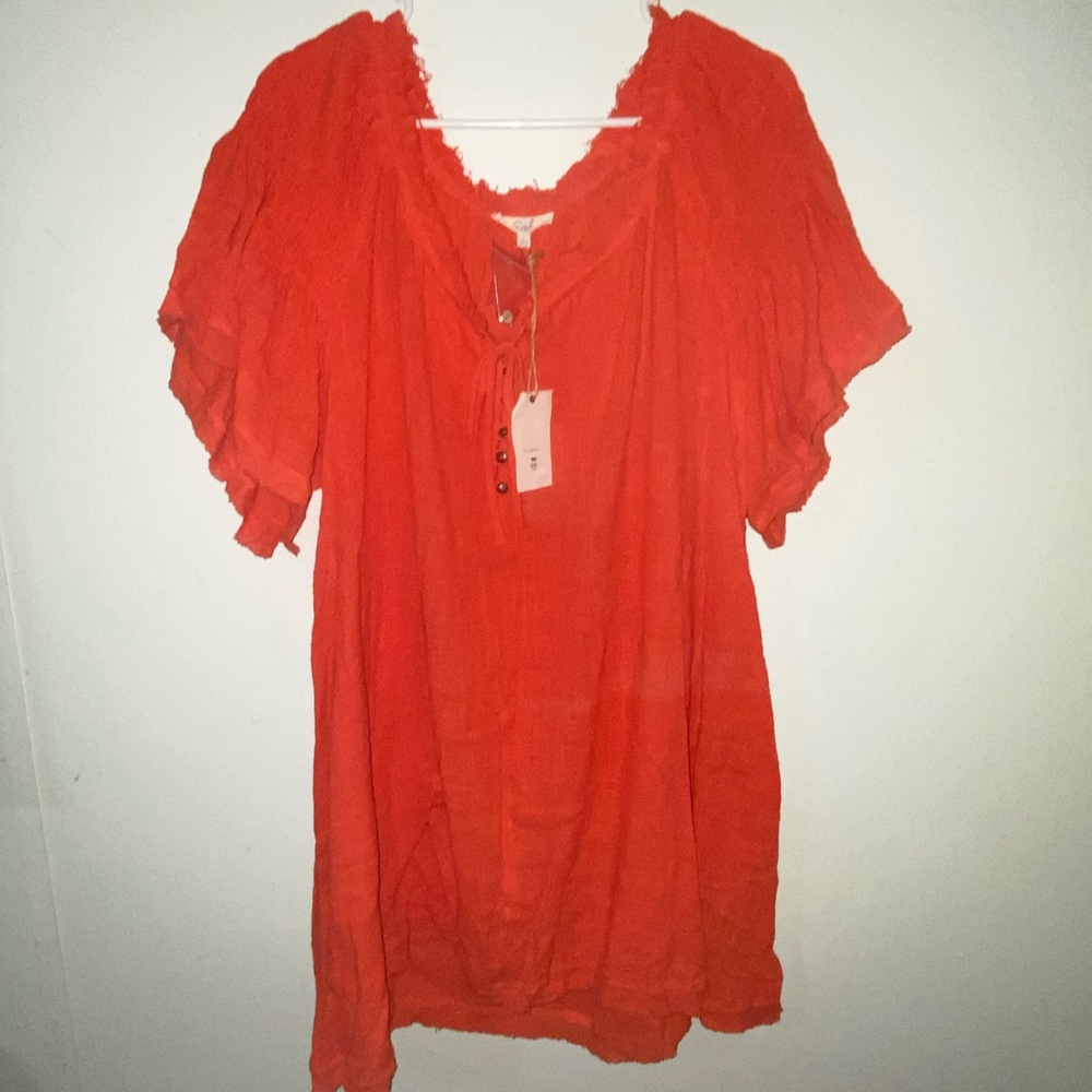 Easel Vibrant Orange Blouse